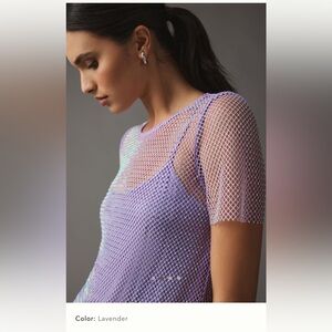 Sunday in Brooklyn Lavender Mesh Short Sleeve Top